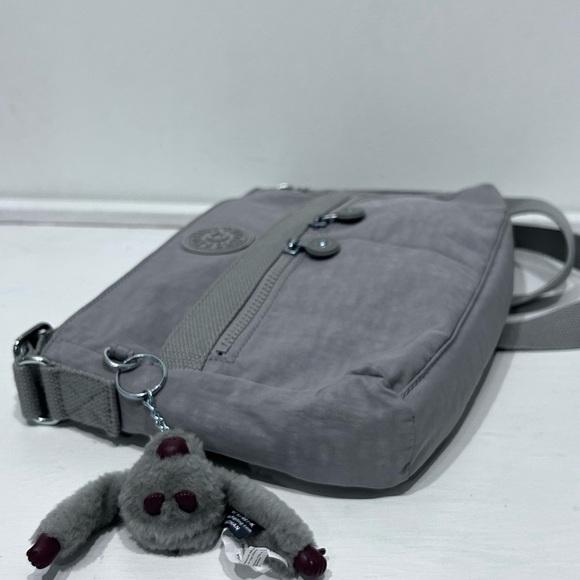 Kipling Angie Crossbody Bag Grey Lightweight Nylon Travel Purse Multi-Pocket - Picture 10 of 15